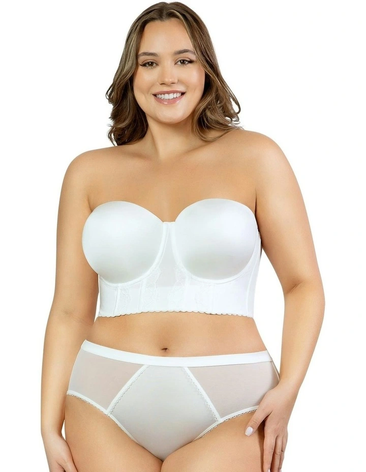 Elissa Seamless Padded Longline Strapless Bra in White image 4