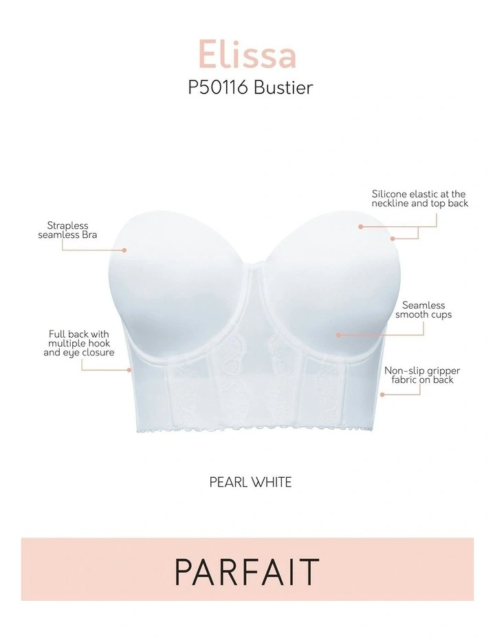 Elissa Seamless Padded Longline Strapless Bra in White image 6