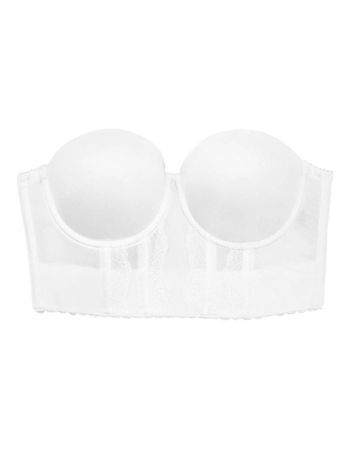 Elissa Seamless Padded Longline Strapless Bra in White image 7