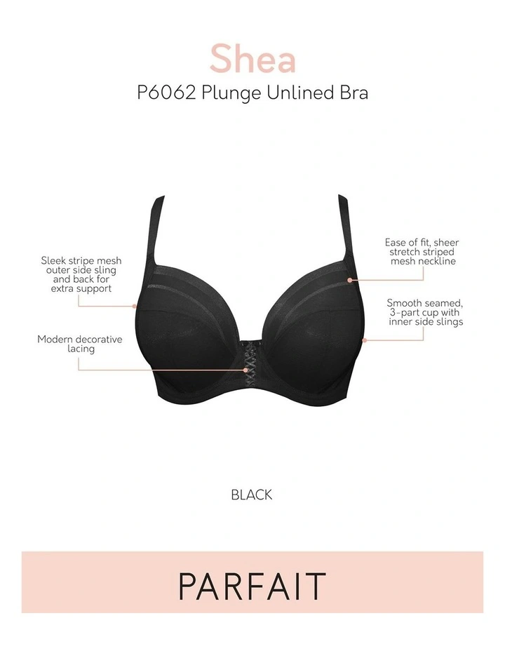 Shea Supportive Full Bust Plunge Bra in Black image 6