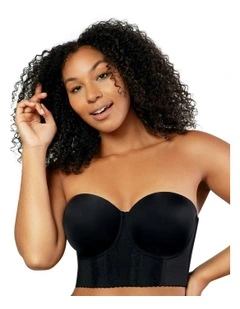 Elissa Seamless Padded Longline Strapless Bra in Black
