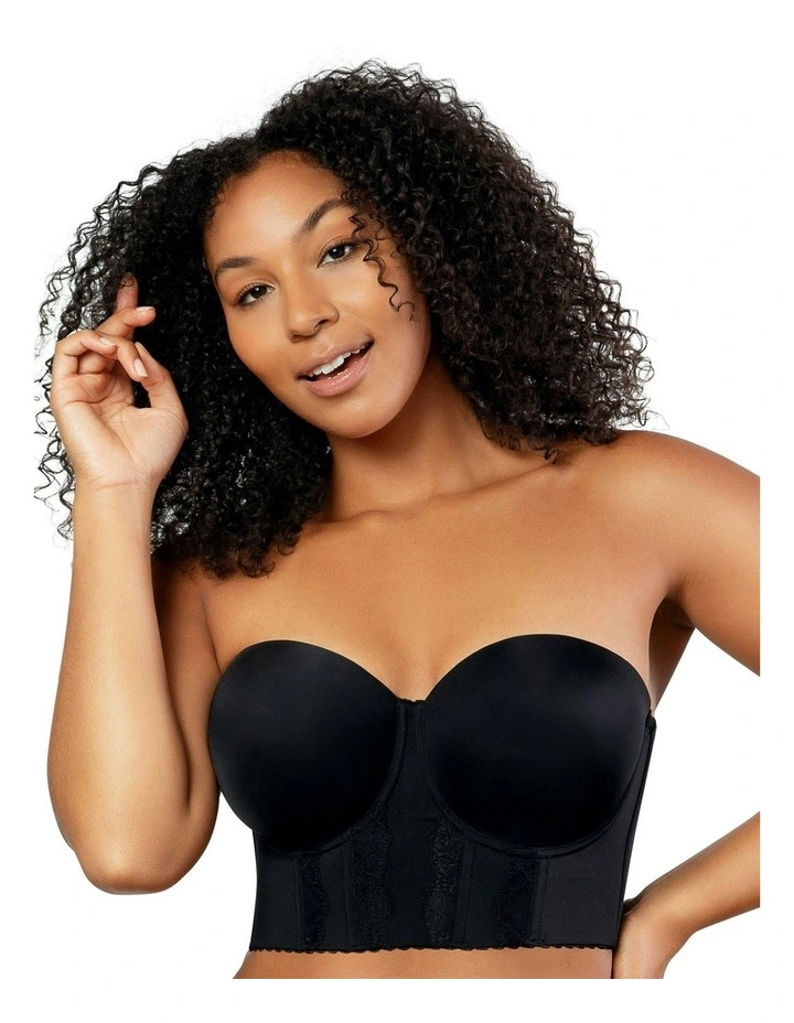 Elissa Seamless Padded Longline Strapless Bra in Black image 1