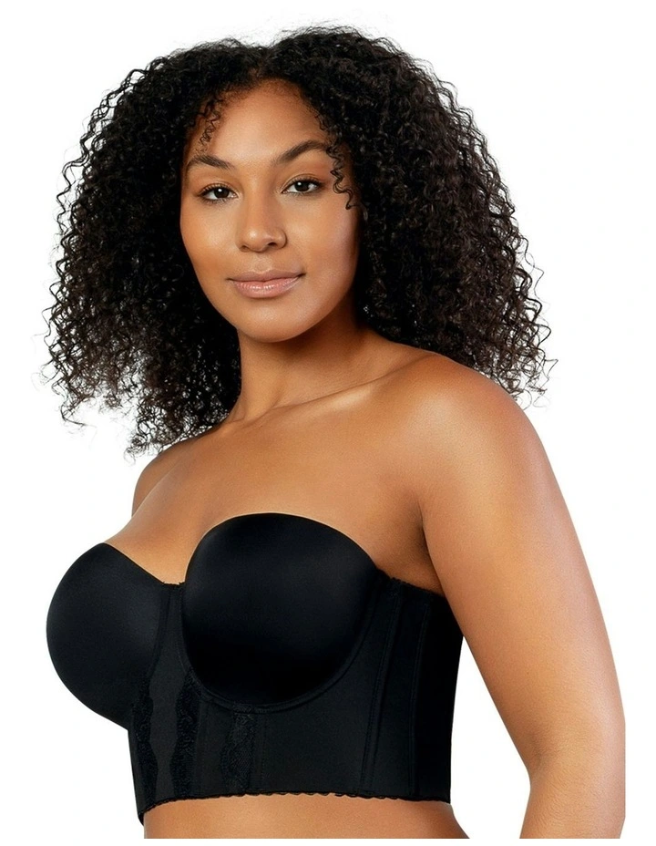 Elissa Seamless Padded Longline Strapless Bra in Black image 3