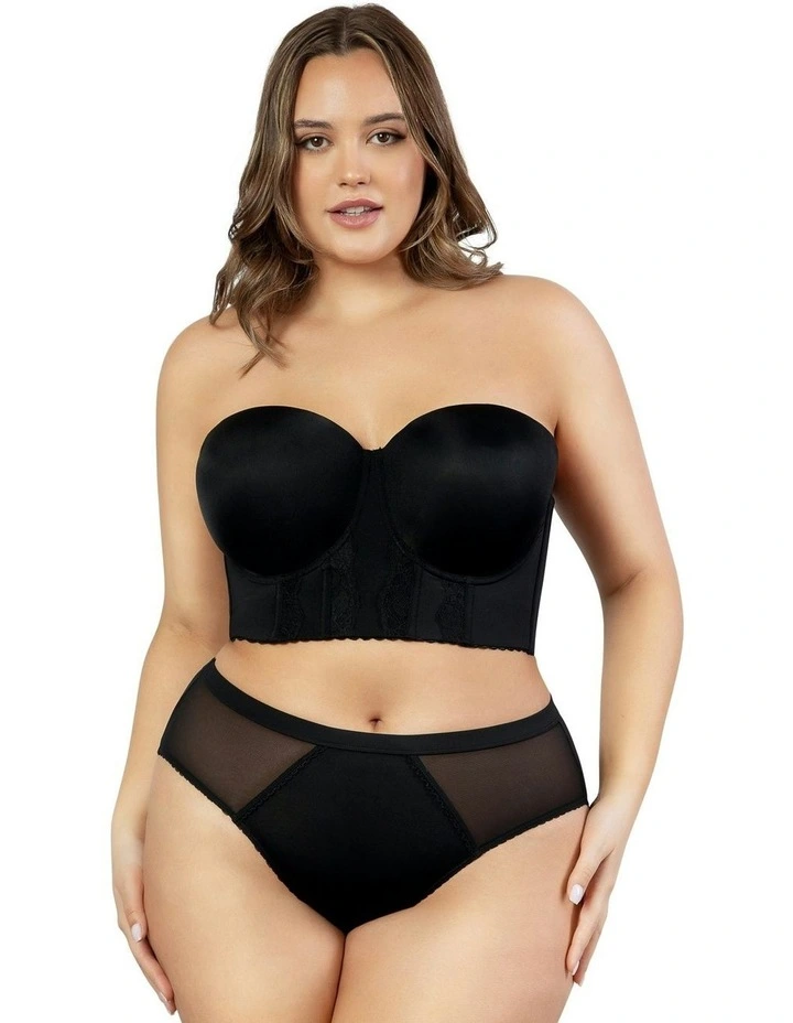Elissa Seamless Padded Longline Strapless Bra in Black image 4