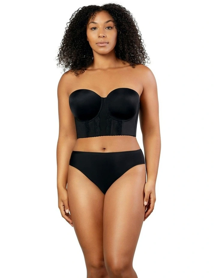 Elissa Seamless Padded Longline Strapless Bra in Black image 5