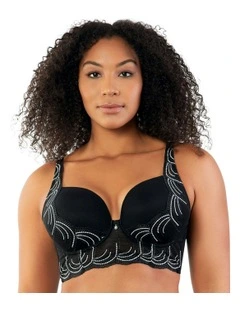 Pearl Underwire Longline Plunge Bra in Black