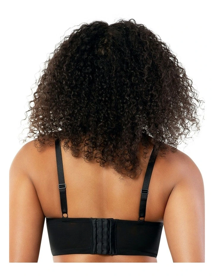 Pearl Underwire Longline Plunge Bra in Black image 2