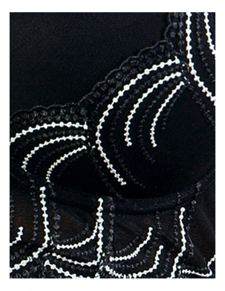 Pearl Underwire Longline Plunge Bra in Black image 5