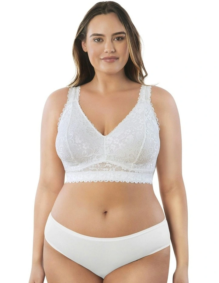 Adriana Wirefree Full Bust Lace Bralette in Pearl White image 3