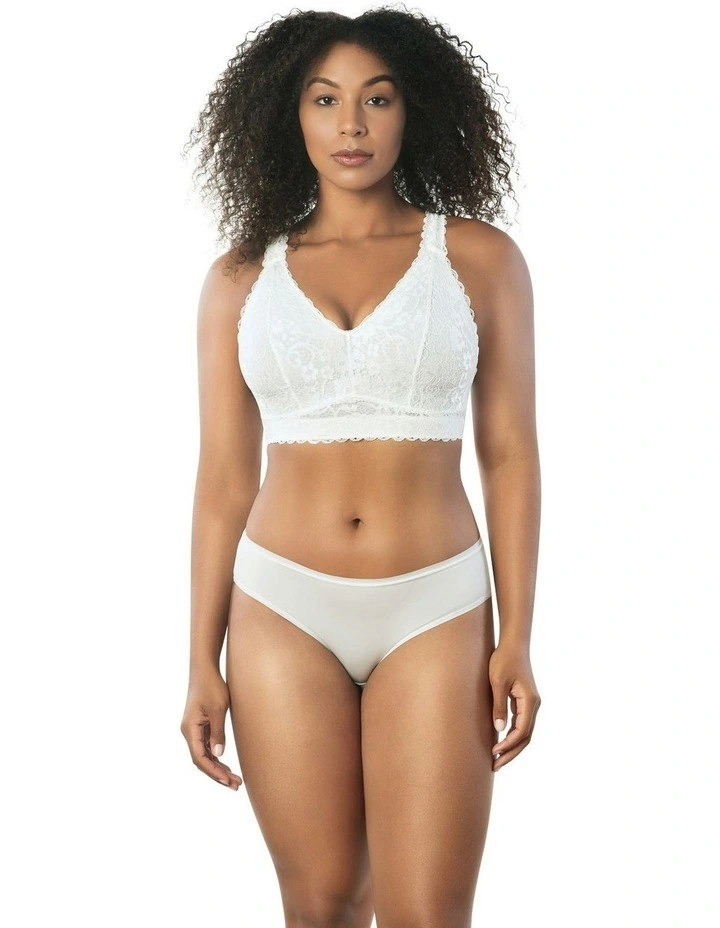 Adriana Wirefree Full Bust Lace Bralette in Pearl White image 4