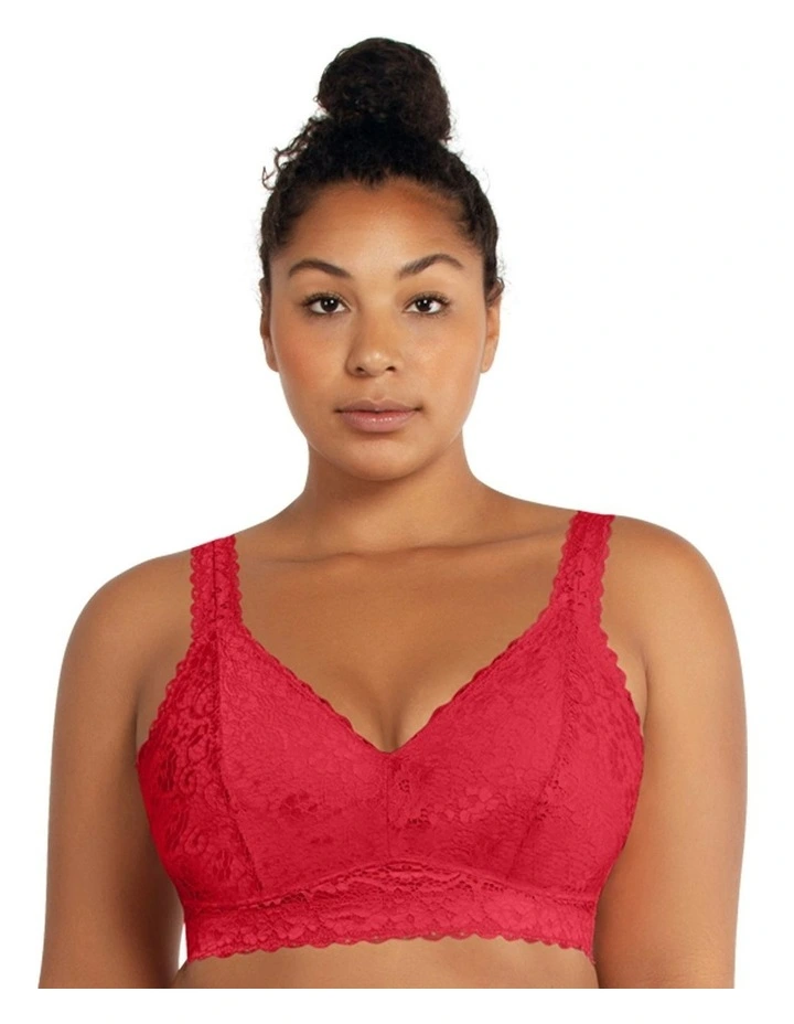 Adriana Wirefree Full Bust Lace Bralette in Racing Red image 1
