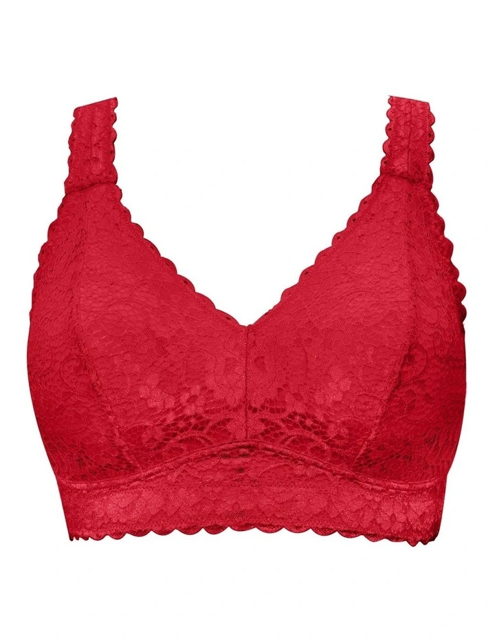Adriana Wirefree Full Bust Lace Bralette in Racing Red image 5