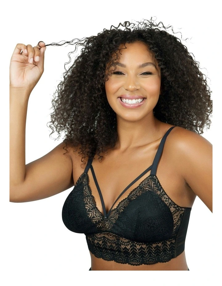Mia Lace Wireless Longline Lace Bralette in Black image 5