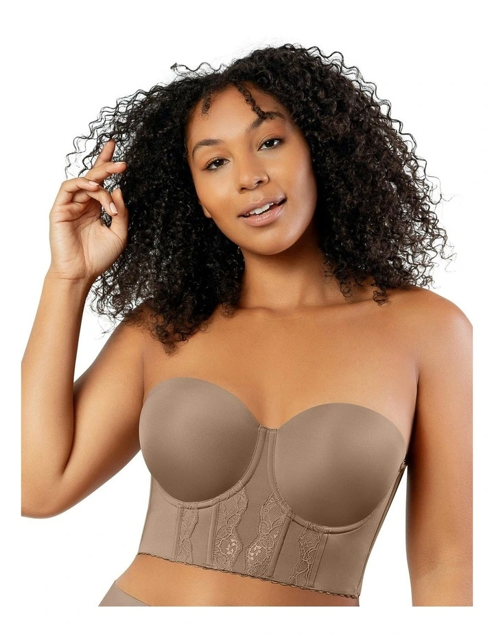 Elissa Seamless Padded Longline Strapless Bra in Beige image 1
