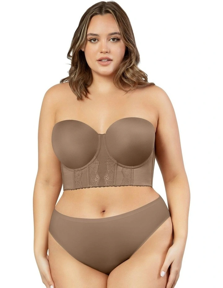 Elissa Seamless Padded Longline Strapless Bra in Beige image 3