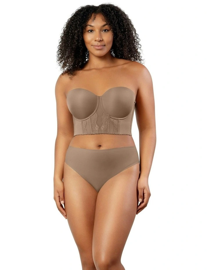 Elissa Seamless Padded Longline Strapless Bra in Beige image 4
