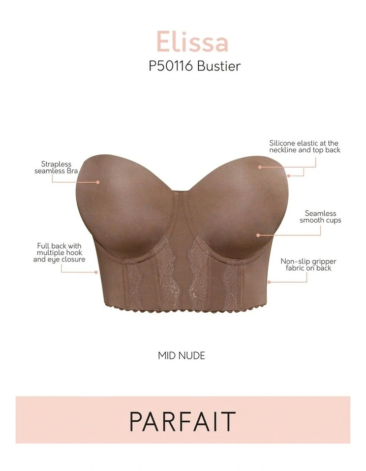 Elissa Seamless Padded Longline Strapless Bra in Beige image 7