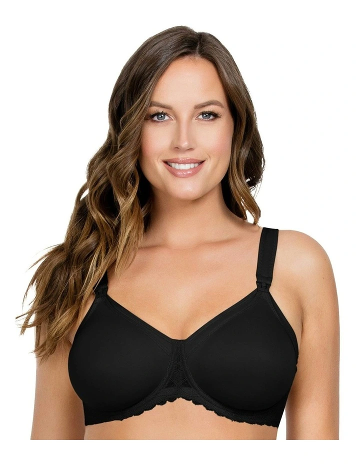 Leila Seamless Underwire Nursing Bra in Black image 1