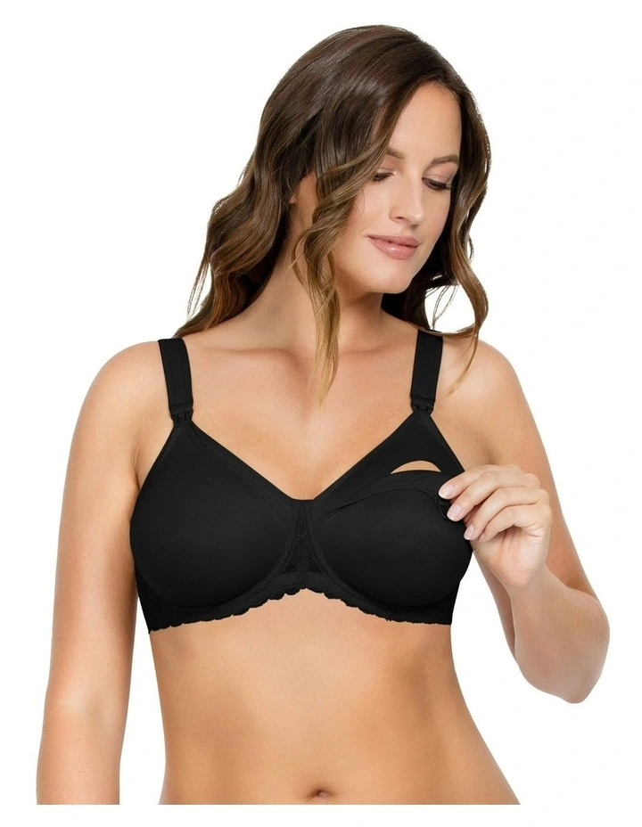 Leila Seamless Underwire Nursing Bra in Black image 4
