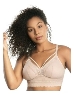 Mia Dot Longline Padded Lace Bralette in Cameo Rose