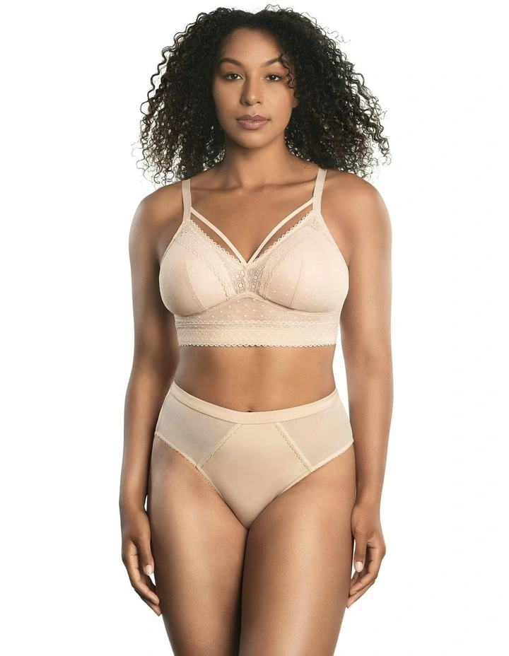 Mia Dot Longline Padded Lace Bralette in Cameo Rose image 3