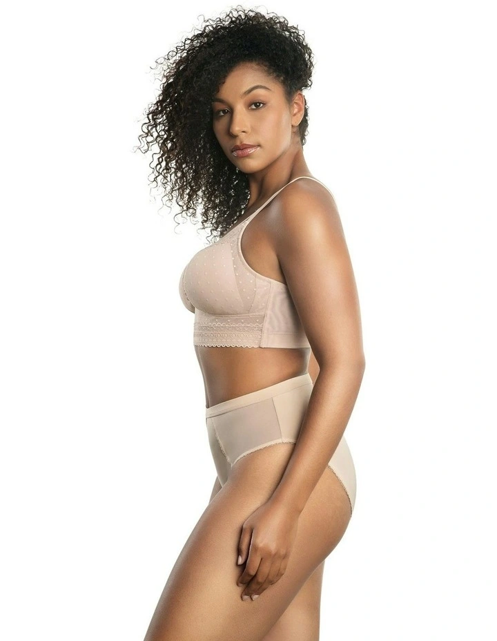 Mia Dot Longline Padded Lace Bralette in Cameo Rose image 4