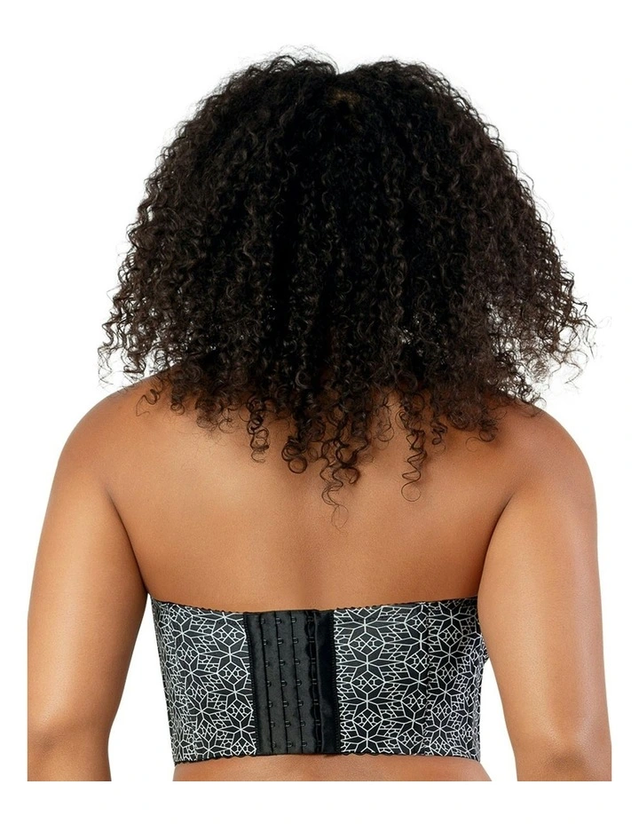 Marissa Lightly Padded Longline Strapless Bustier Bra in Black Mosaic image 2