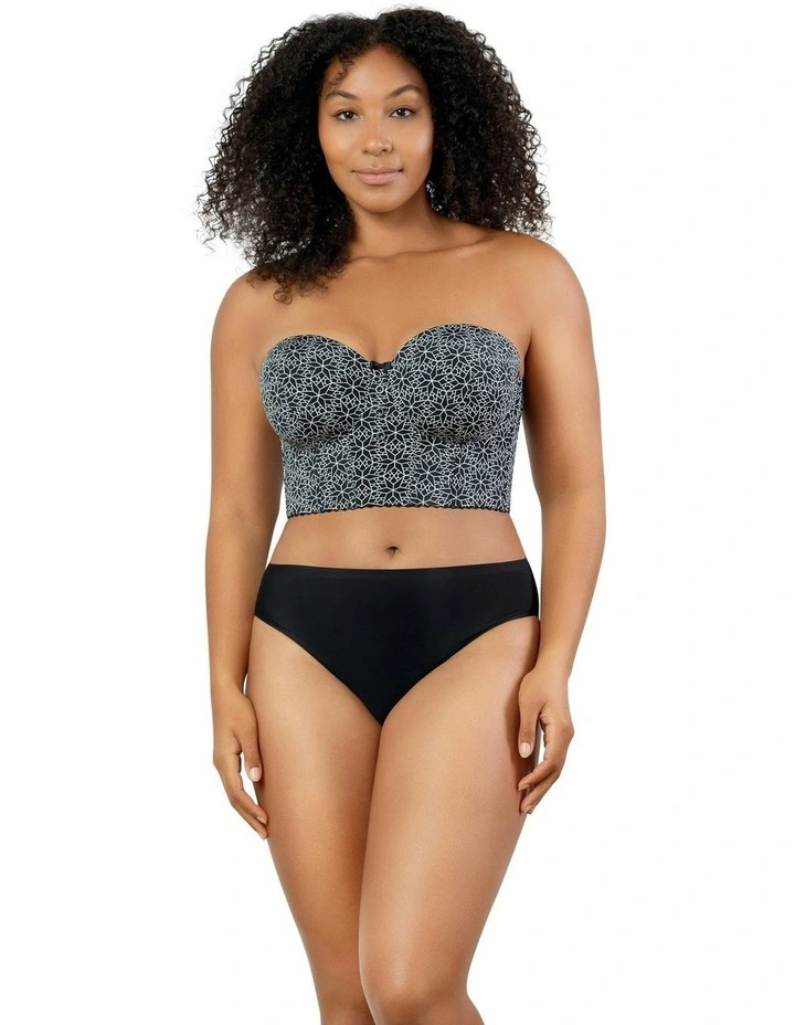 Marissa Lightly Padded Longline Strapless Bustier Bra in Black Mosaic image 5