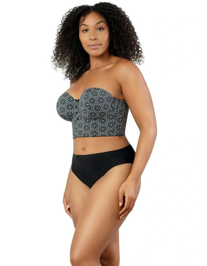 Marissa Lightly Padded Longline Strapless Bustier Bra in Black Mosaic image 7