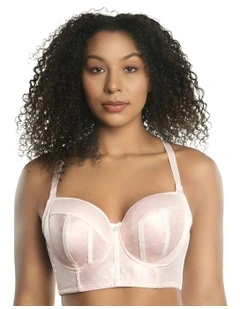 Charlotte Lightly Padded Wired Longline Bra in Petal Pink Dot