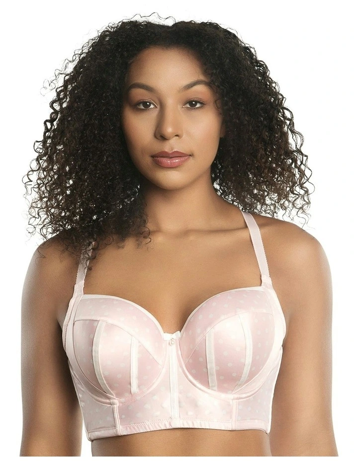 Charlotte Lightly Padded Wired Longline Bra in Petal Pink Dot image 1