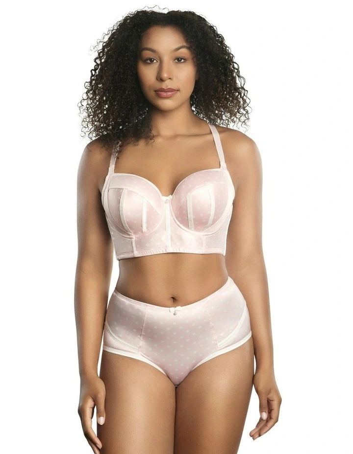 Charlotte Lightly Padded Wired Longline Bra in Petal Pink Dot image 3