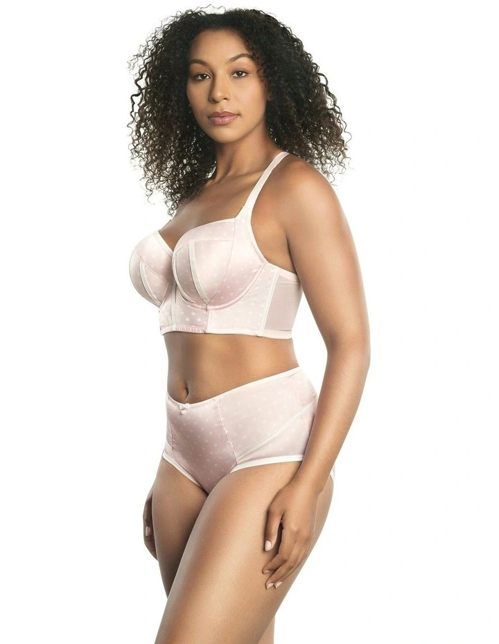 Charlotte Lightly Padded Wired Longline Bra in Petal Pink Dot image 5