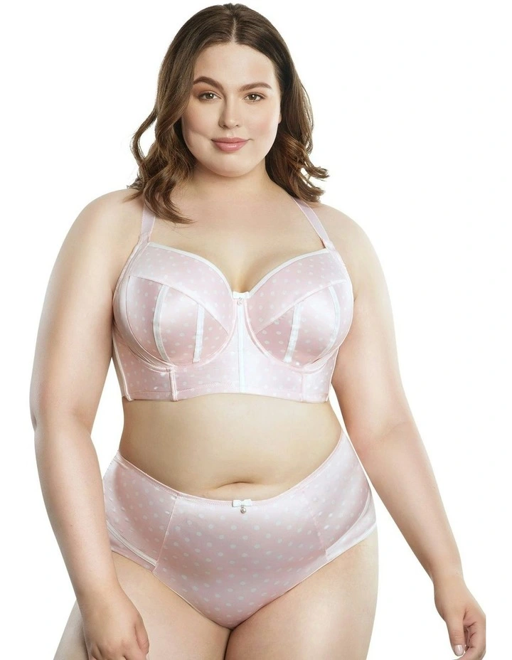 Charlotte Lightly Padded Wired Longline Bra in Petal Pink Dot image 6