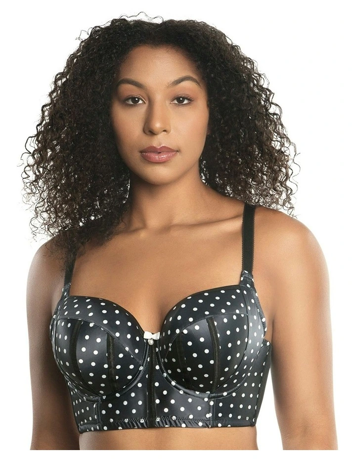 Charlotte Lightly Padded Wired Longline Bra in Black Dot image 1