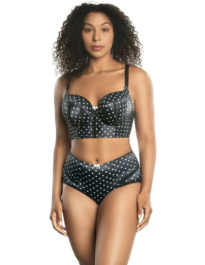 Charlotte Lightly Padded Wired Longline Bra in Black Dot image 3