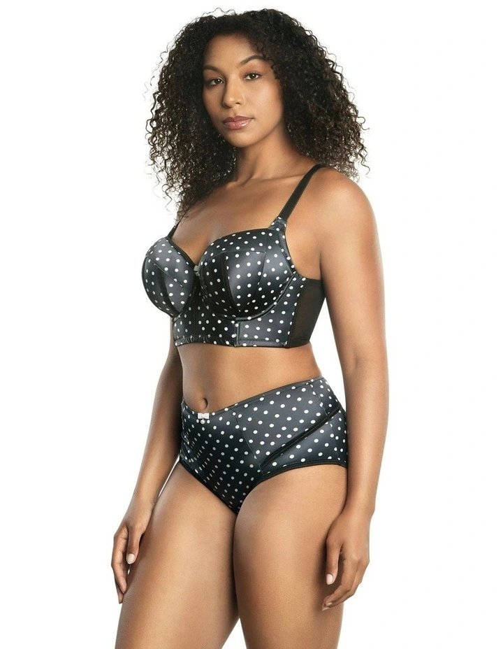 Charlotte Lightly Padded Wired Longline Bra in Black Dot image 5