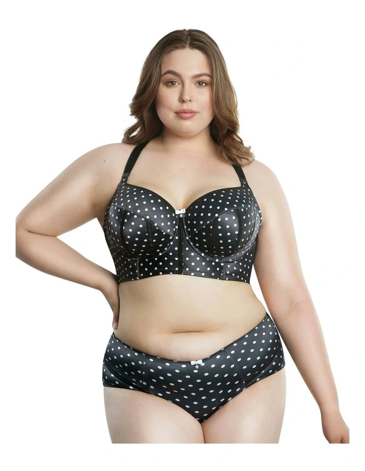 Charlotte Lightly Padded Wired Longline Bra in Black Dot image 6