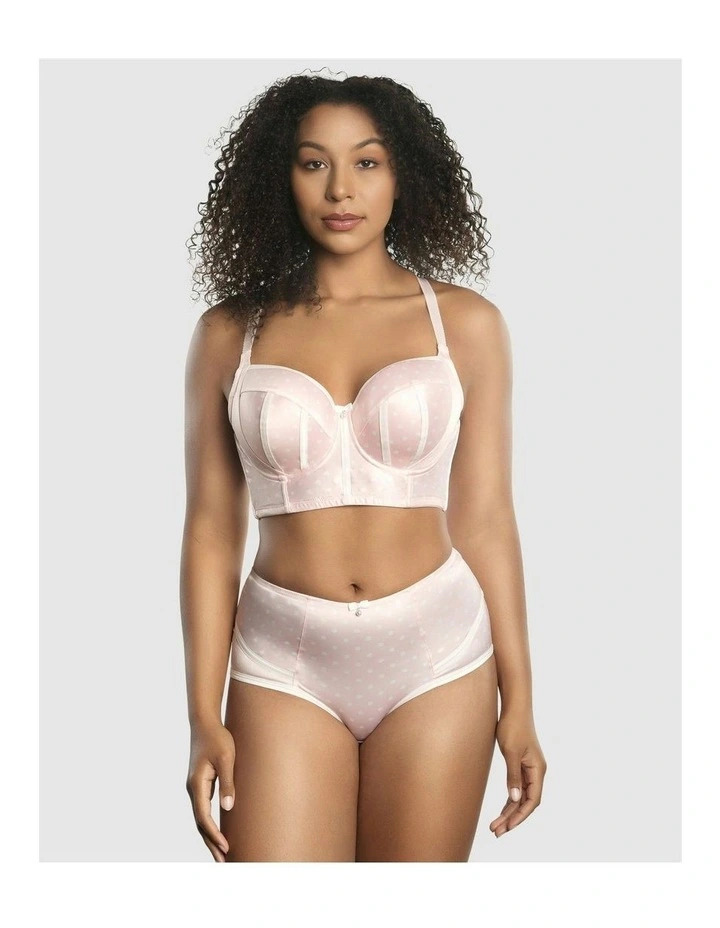 Charlotte Lightly Padded Wired Longline Bra in Black Dot image 7