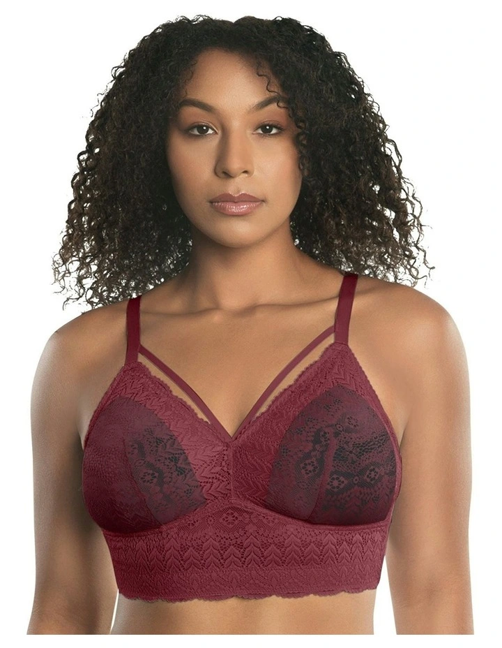 Mia Lace Wireless Longline Lace Bralette in Rio Red image 1