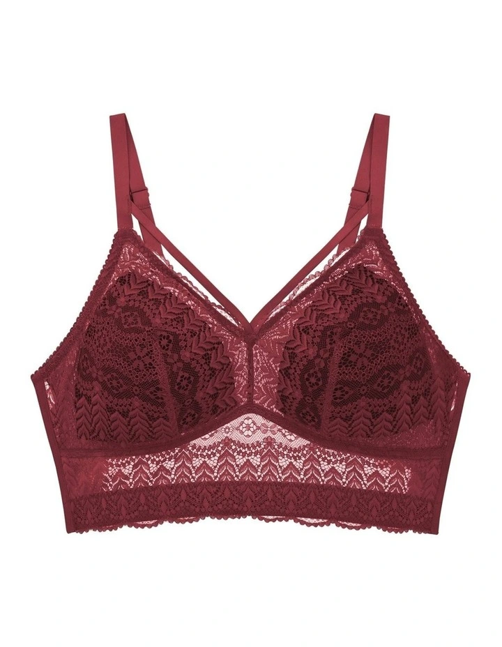 Mia Lace Wireless Longline Lace Bralette in Rio Red image 6