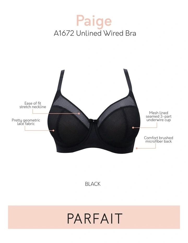 Paige Geometric Lace Unlined Underwire Full Bust Bra in Black image 7