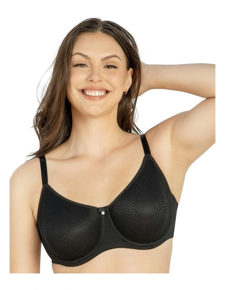 Pearl Underwire Seamless Minimiser Bra in Black image 1
