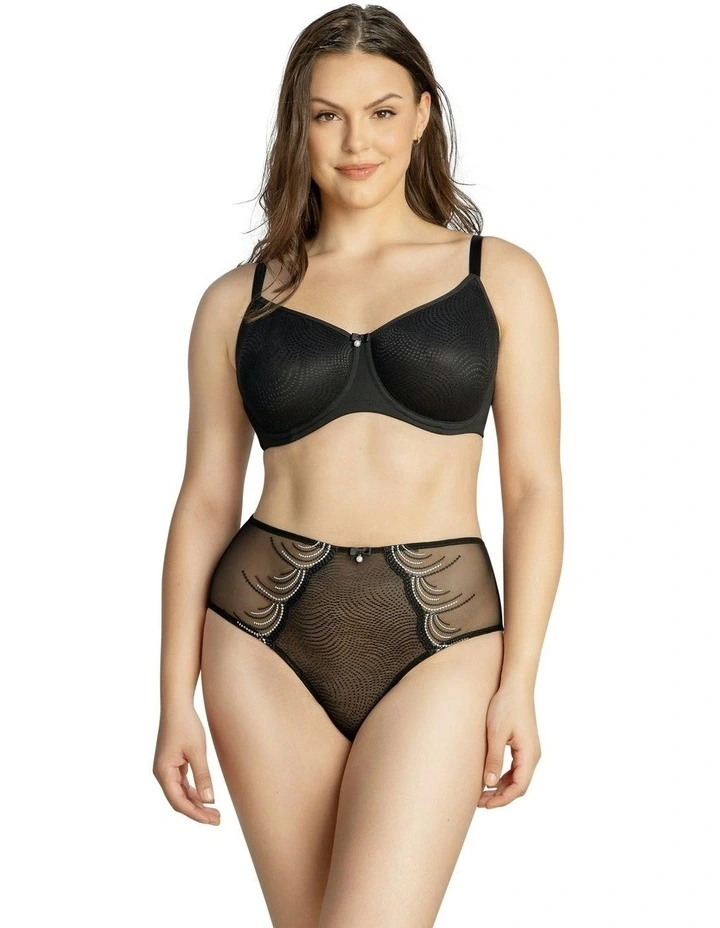Pearl Underwire Seamless Minimiser Bra in Black image 3