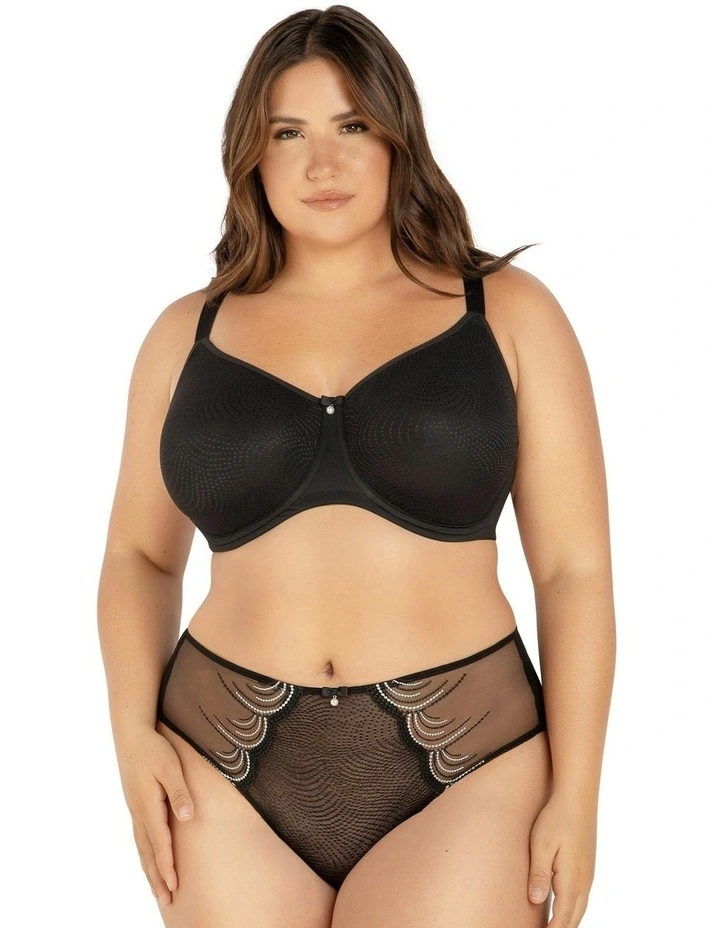 Pearl Underwire Seamless Minimiser Bra in Black image 5