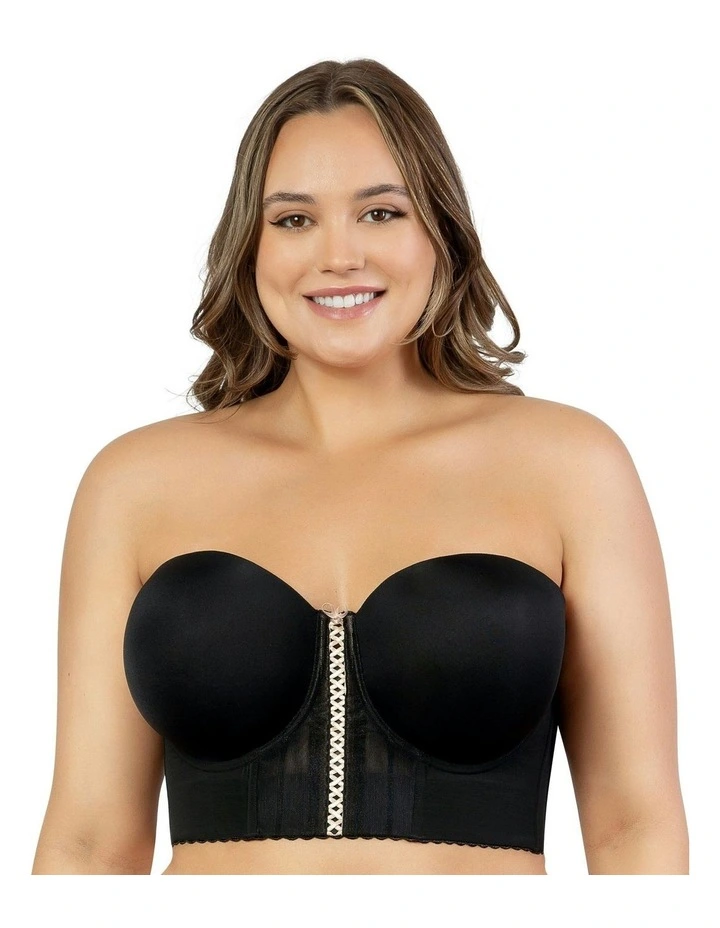 Shea Bustier Style Longline Strapless Bra in Black image 1