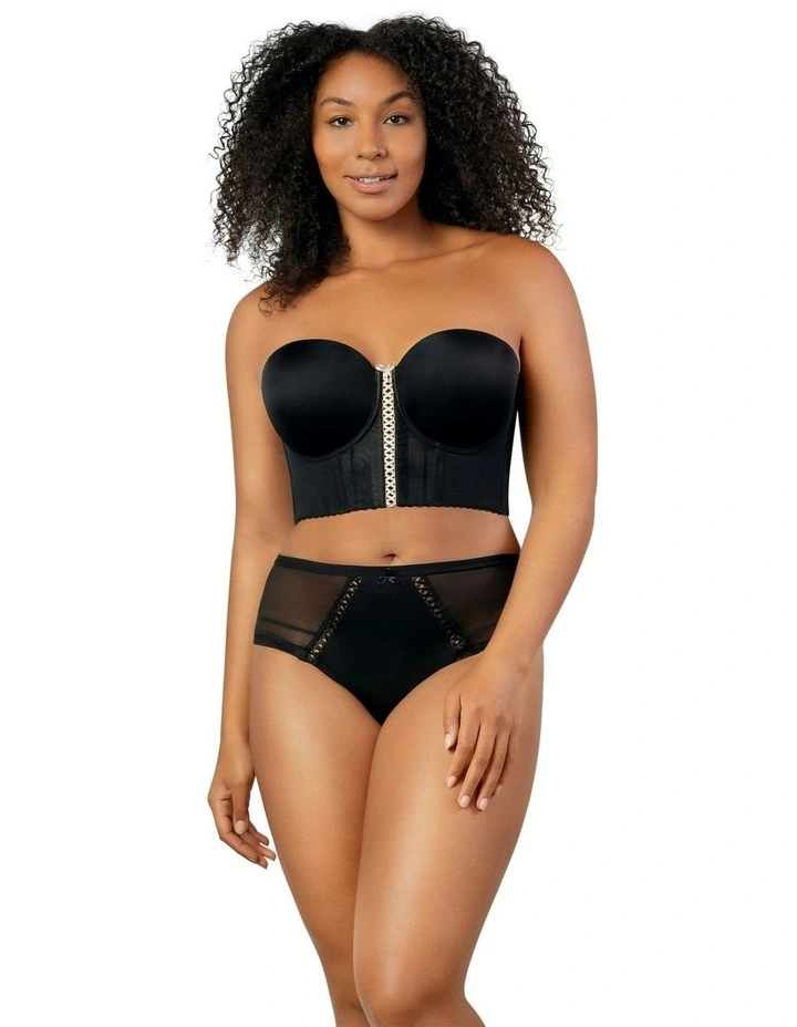 Shea Bustier Style Longline Strapless Bra in Black image 3