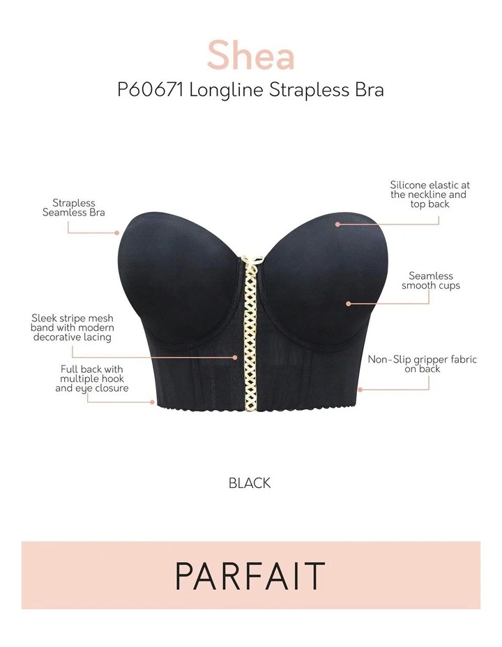 Shea Bustier Style Longline Strapless Bra in Black image 7