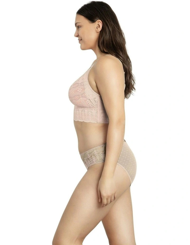 Mia Lace Wireless Longline Lace Bralette in Bare image 6
