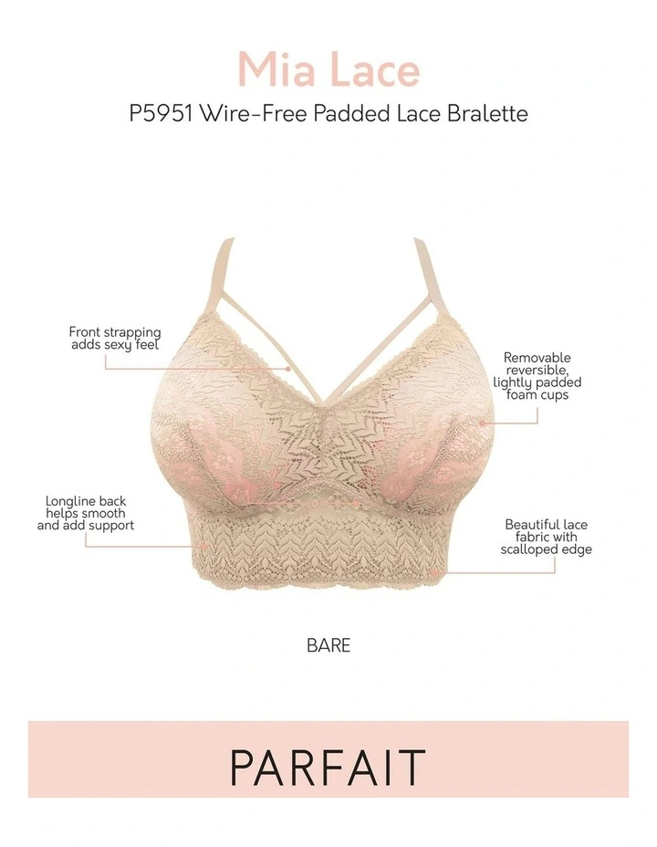 Mia Lace Wireless Longline Lace Bralette in Bare image 7